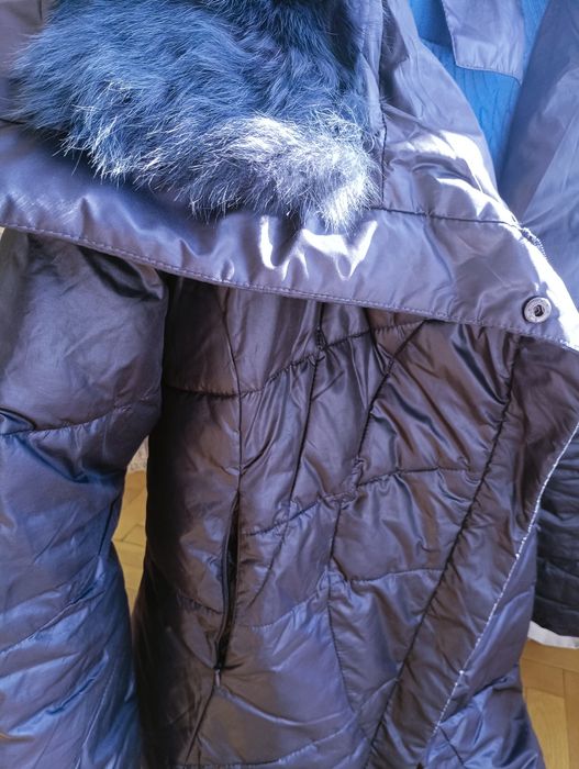 Яке с гъши пух и естествен косъм в синьо