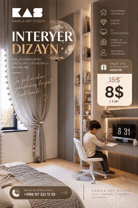 Professional interyer dizayni va 3D vizualizatsiya