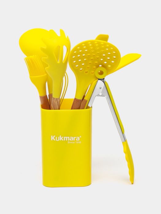 Кухонный набор из бамбука и силикона, а так же емкость для хранения