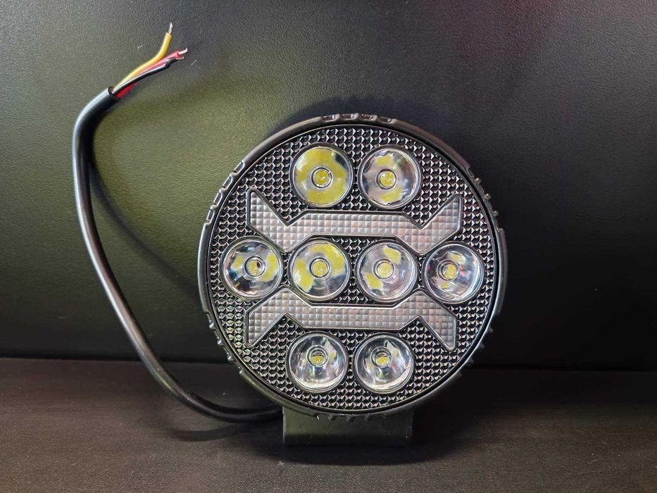 Кръгла халогенна работна лампа 12V-24V бяла и жълта светлина Джип АТВ