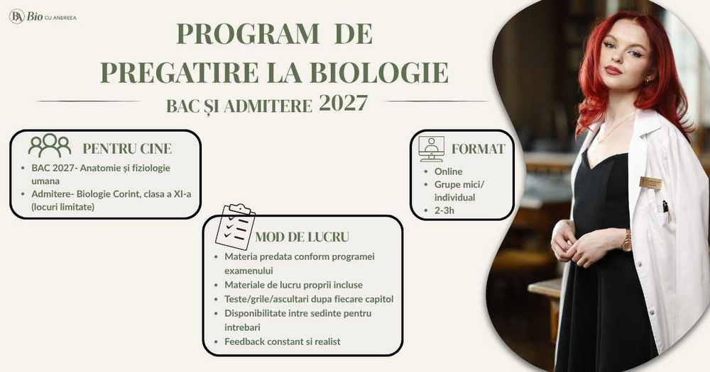 Meditații Biologie - Program pregatire BAC 2027