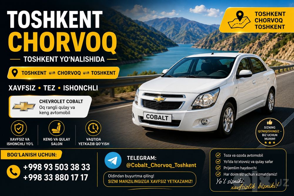 Taxi xizmati Toshkent Chimyon Chorvoq Toshkent