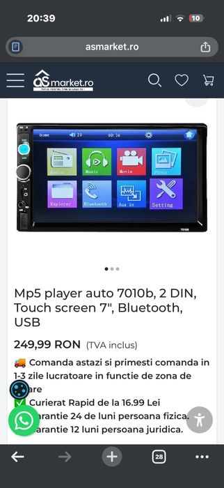 Vand mp5 player pentru gama Vag