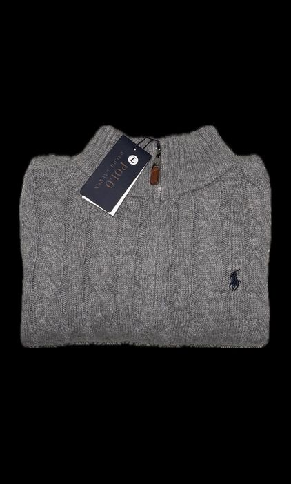 Pulover Polo Ralph Lauren gri, quarter-zip