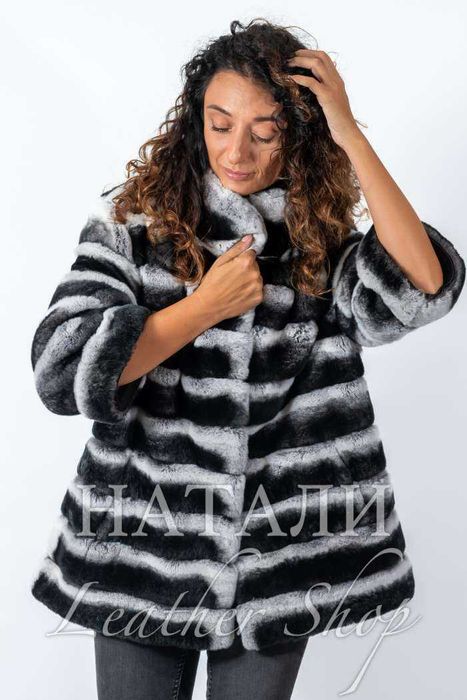 Ексклузивен дълъг кожух от чинчила 2 в 1