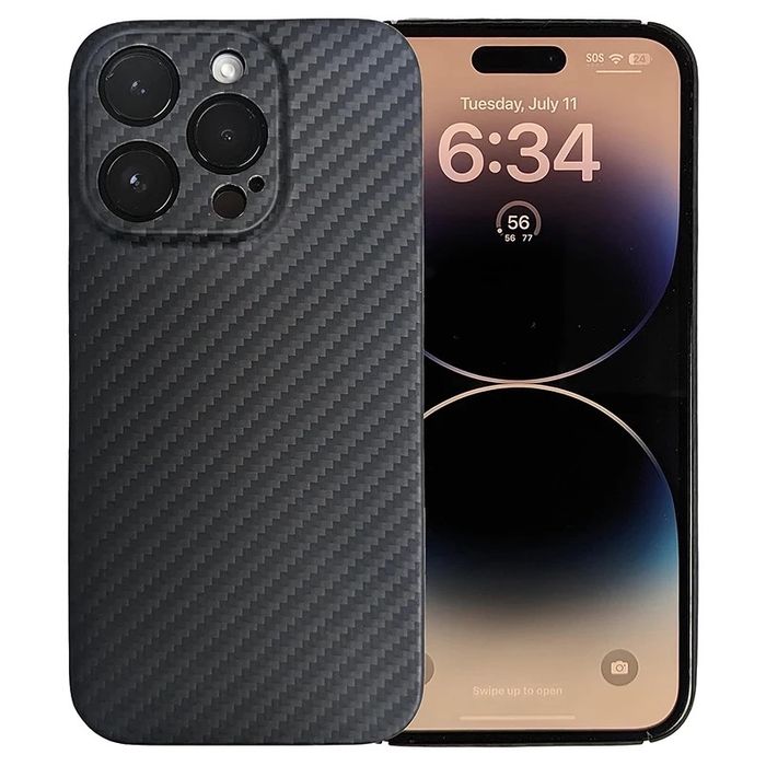 Husa Slim 0,1mm Real Aramida Black Iphone 13/14/15/16 PRO MAX PLUS