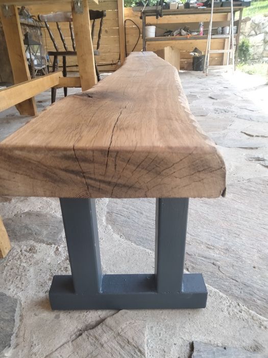 Banca stejar cu picioare de fier