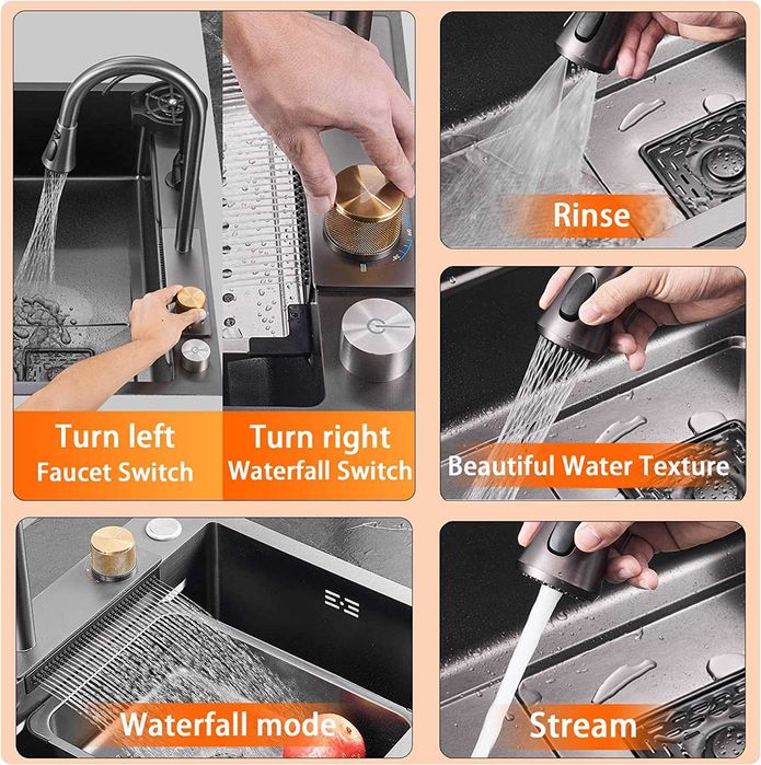 60см Висококачествена мултифункционална кухненска мивка