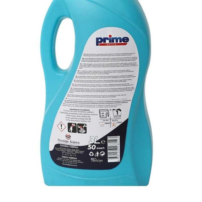 Detergent lichid, PRIME pentru haine albe sau colorate, 3L, 50 spalari