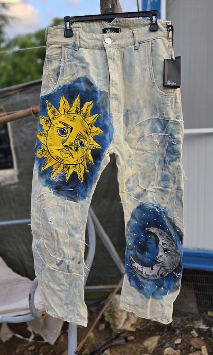 Djofra нови дамски дънки бойфренд ръчно рисувани 30 номер /Л раз