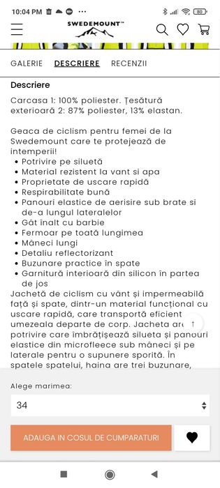 Jacheta cicling Swedmount damă/M