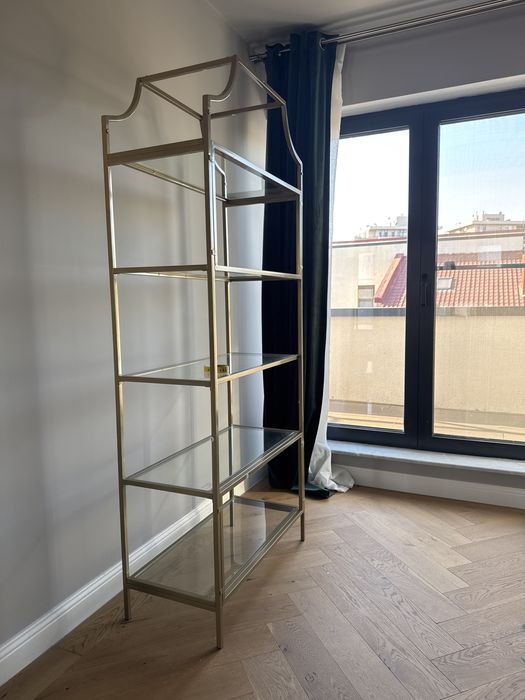 Etajeră decorativă aurie cu 5 polițe din sticlă – 180 cm