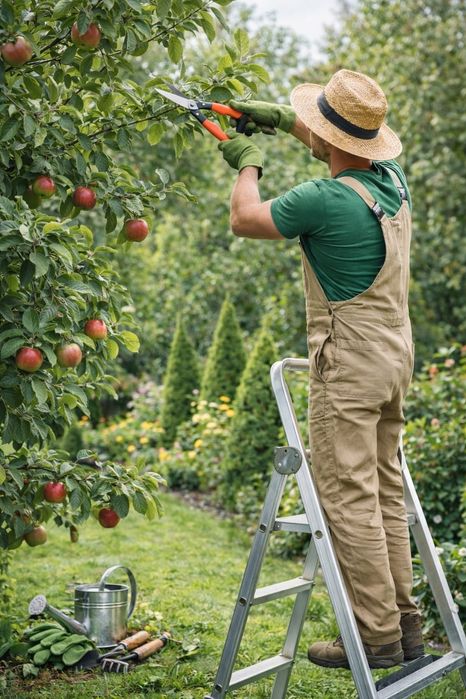 Садовник,уход за садом,уход за деревьев
