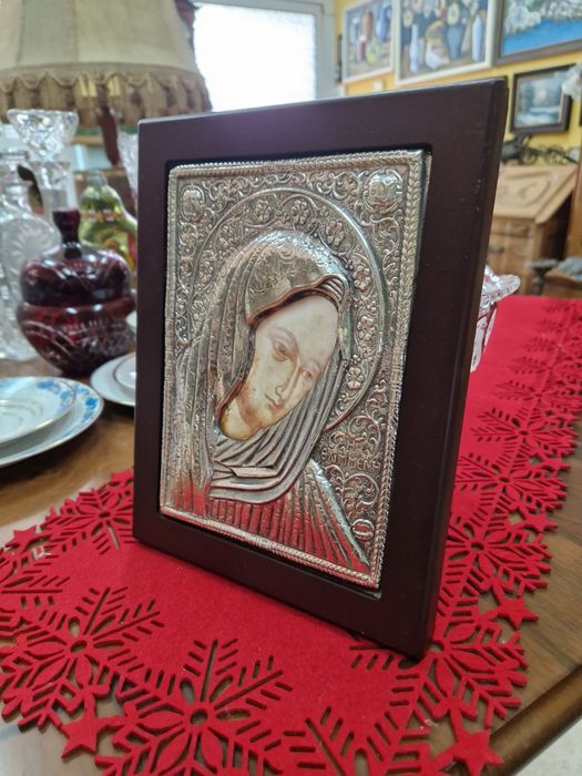 Страхотна антикварна гръцка сребърна икона
