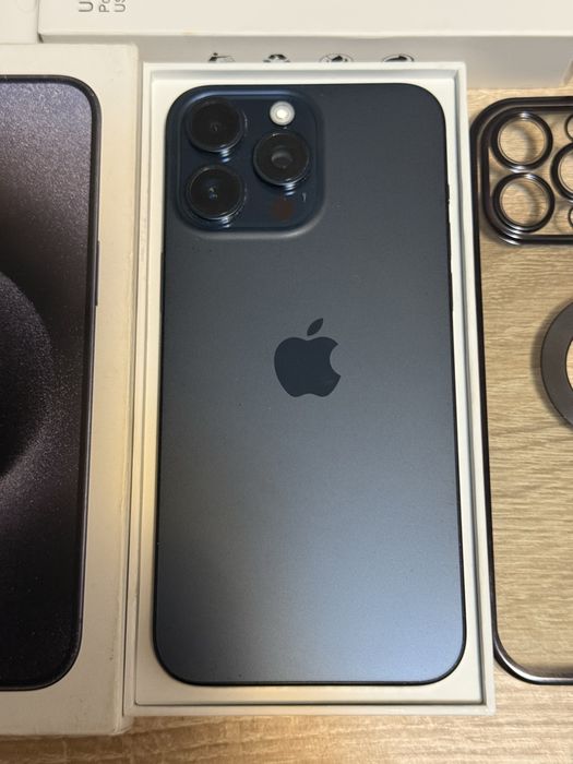 iPhone 15 Pro Max 256GB Blue Titanium Impecabil Cutie și Accesorii