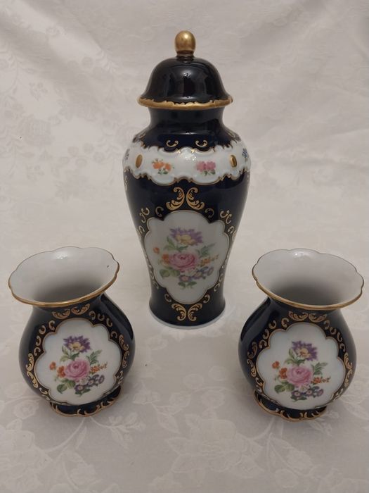 КОЛЛЕКЦИОННЫЕ! Вазы 32 см. Wallendorf, кобальт, ваза, фарфор, ГДР