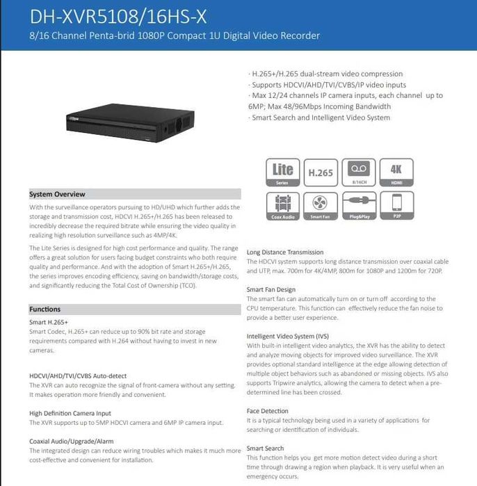 DVR Pentabrid Dahua WizSense XVR5108