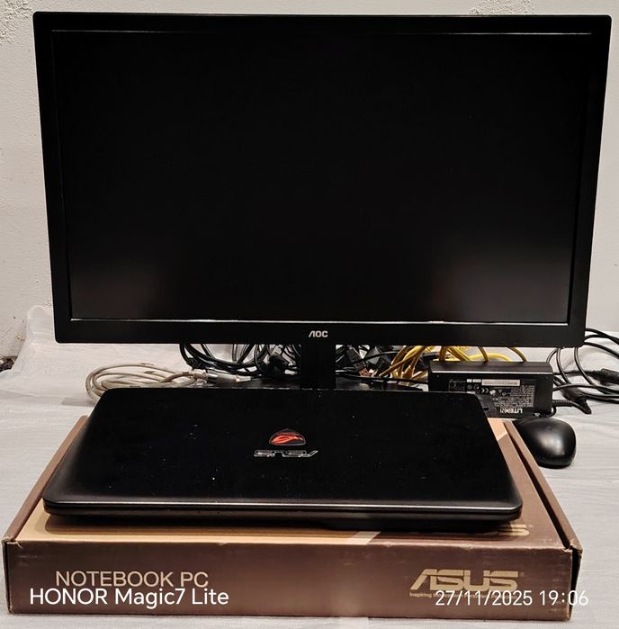 LAPTOP Asus ROG + MONITOR AOC pachet gaming