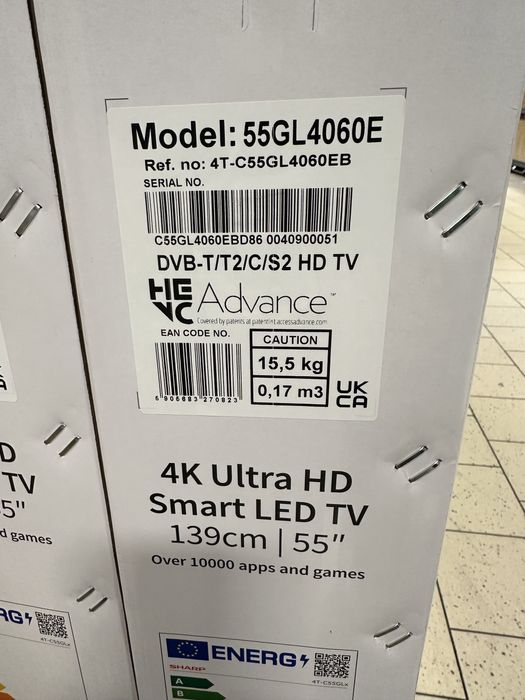 TV SHARP 55” 139 cm model 55GL-4060E