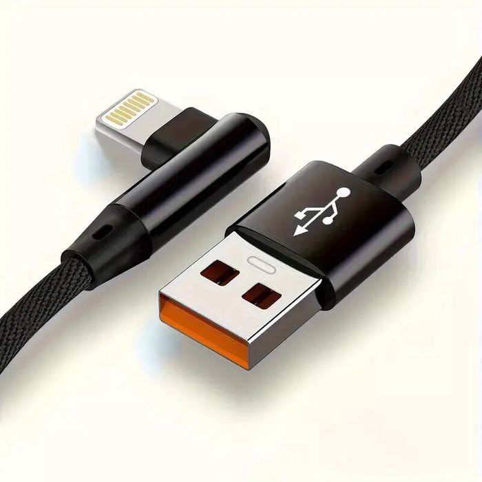 Cablu iPhone: USB-Lightning, 2m, Design L-Shape, Negru