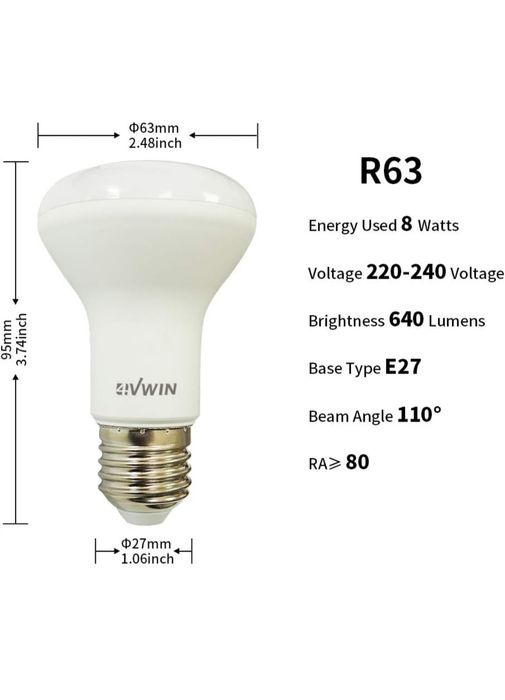 Bec Reflector LED E27, 8W, Alb Cald 2900K – 680lm, echivalent 60W