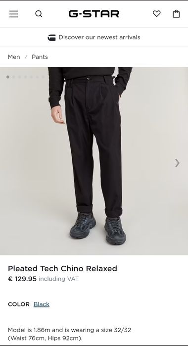 Уголемен панталон G-Star Raw Pleated W33 W34 W35 W36 W38 нов мъжки оригинален