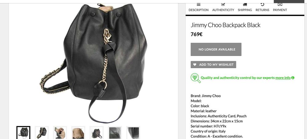 Jimmy Choo Echo 2way Rucsac sau Geanta Umar Caramiziu Piele Original