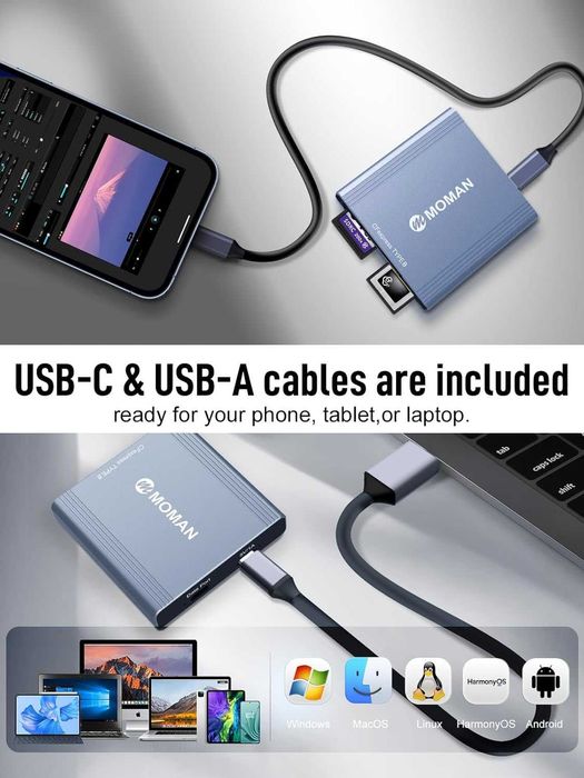 Moman 3-в-1 Четец за карти – CFexpress Type A/B и SD, USB 3.1 Gen 2