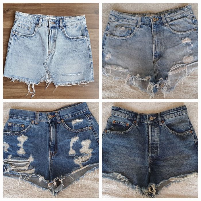 Къси дънкови панталонки и пола Zara,Pull&bear