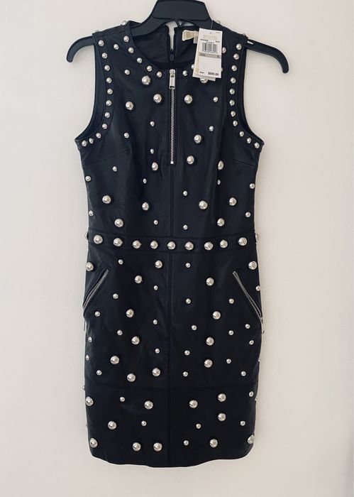 Кожаное платье MICHAEL KORS