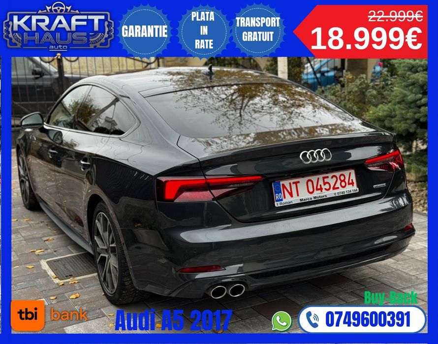 Audi a5 sportback 3.0tdi 286cp quattro rate fără avans