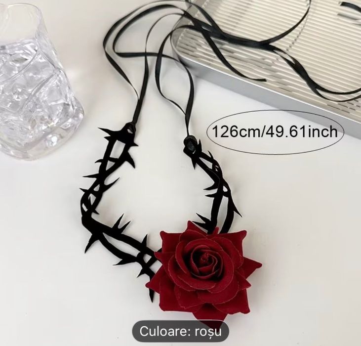 Vand colier choker cu trandafir
