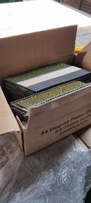 Cuie in banda hartie  ,Înclinație 34 grade cap D  2.8x50/65/75/80/80