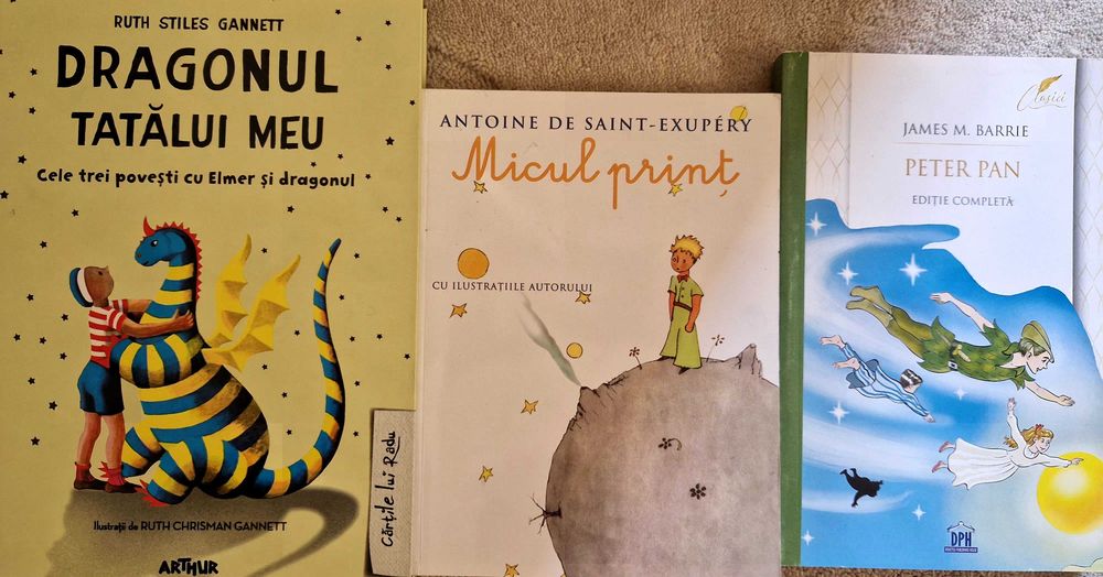 Vand pachet 3 cărți clasice pentru copii – Micul prinț, Peter Pan, Dragonul tatălui meu