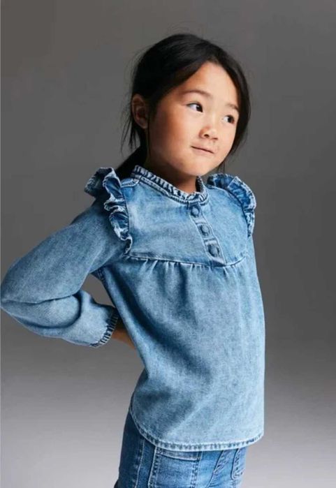 Детска дънкова блуза и пуловер с принт, H&M, нови, 98-104см, 128см