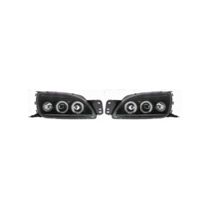 Set faruri tuning Mazda 121 (JASM/JBSM) 01.2000-12.2002 Ford Fiesta 09.1999-12.2001 BestAutoVest Stanga+Dreapta, tip bec H1+H1, culoare negru, tip bec pozitie fibra optica