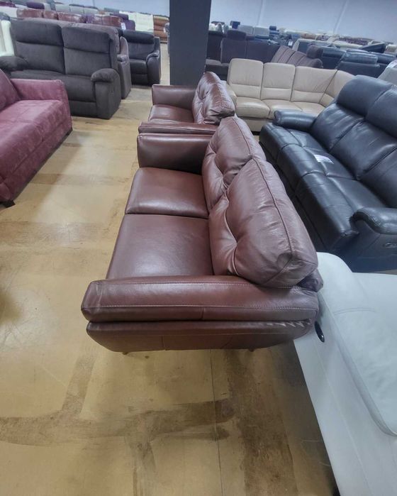 Комплект кафяви кожени дивани две двойки "Watson"