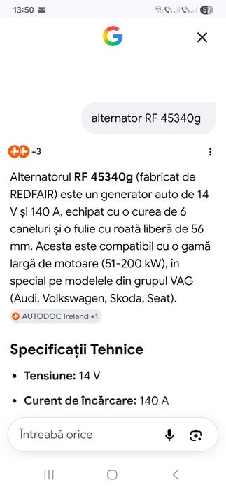 Alternator 140A pt.1.9/2.0Tdi Vw/Audi/Skoda/Seat euro 3/4