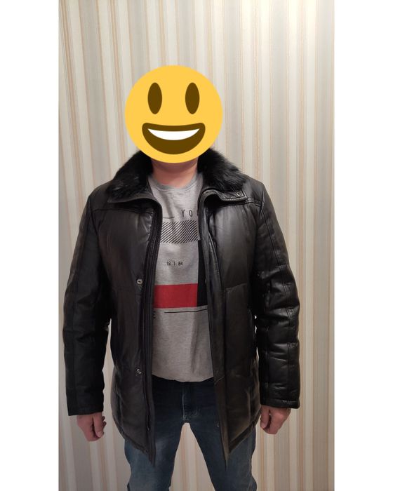 Продам кожаный пуховик