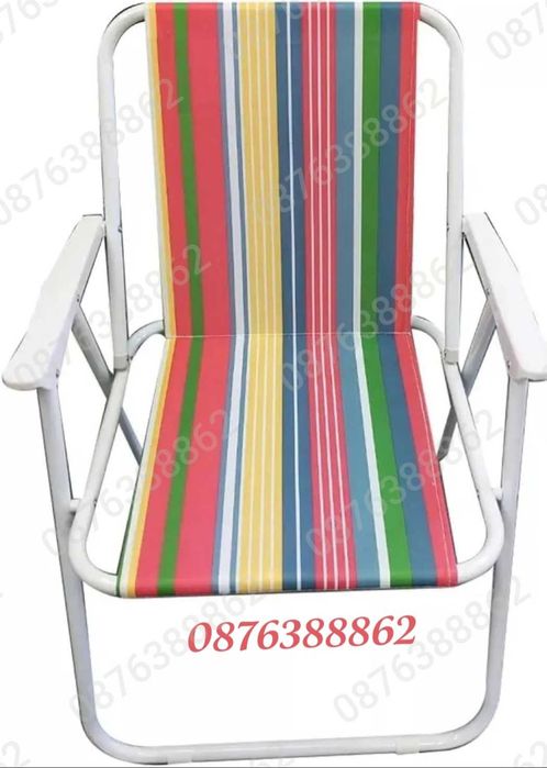 ПРОМО! Сгъваем плажен стол, до 80кг, Стол за градина, къмпинг, пикник