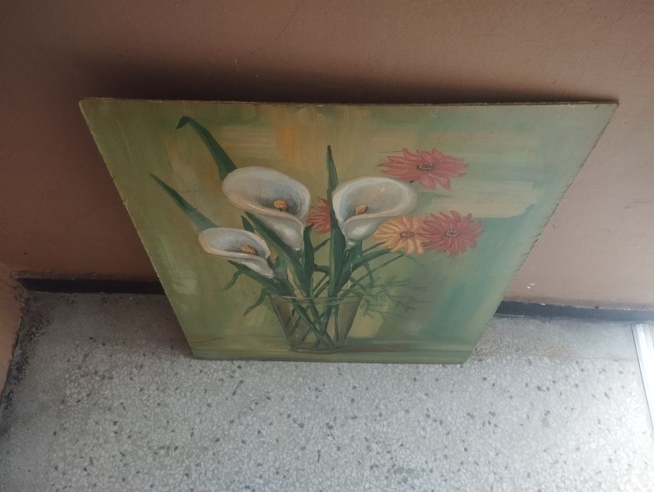 Голяма картина масло върху фазер с подпис