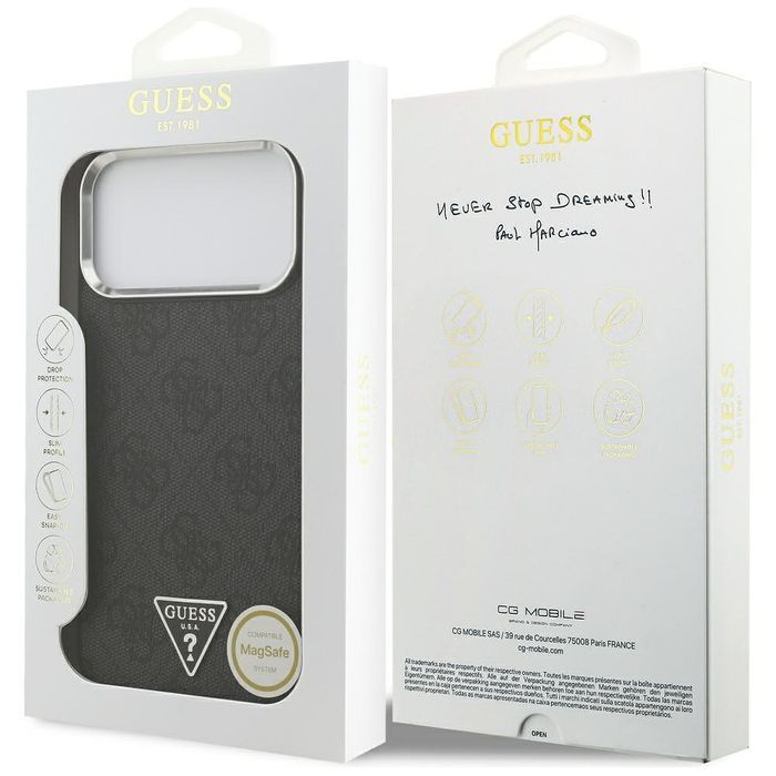 Case guess 4g triangle logo magsafe for iphone 17 pro max black silver
