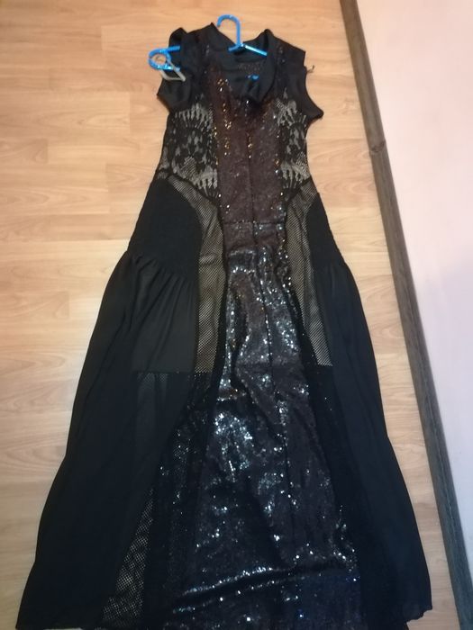 Dolce DOMENICA, луксозна дълга рокля с пайети и дантела /размер М