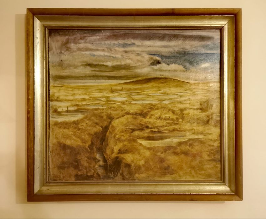 Картина масло фазер пейзаж Есен голяма размери 85х95 см. дървена рамка