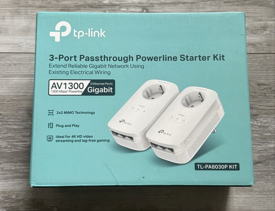 TP-Link AV1300 3-Port Gigabit Passthrough Powerline Starter Kit TL-PA8030P KIT