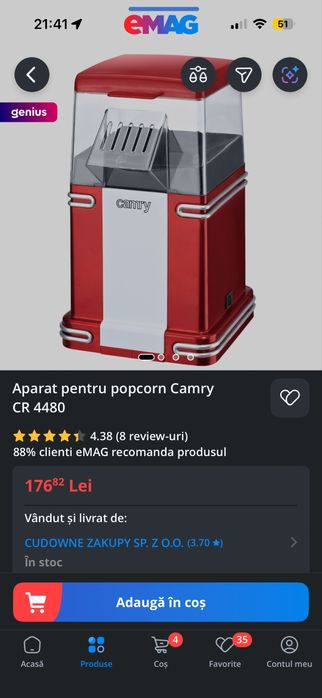 Aparat popcorn Camry 1200 W