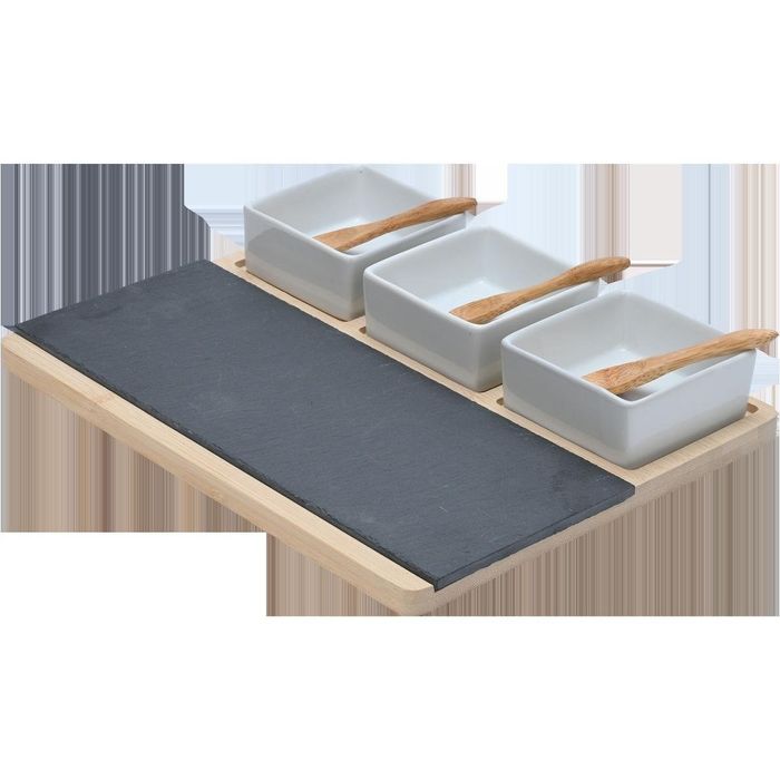 Сет за сервиране с дъска, купички и лъжички