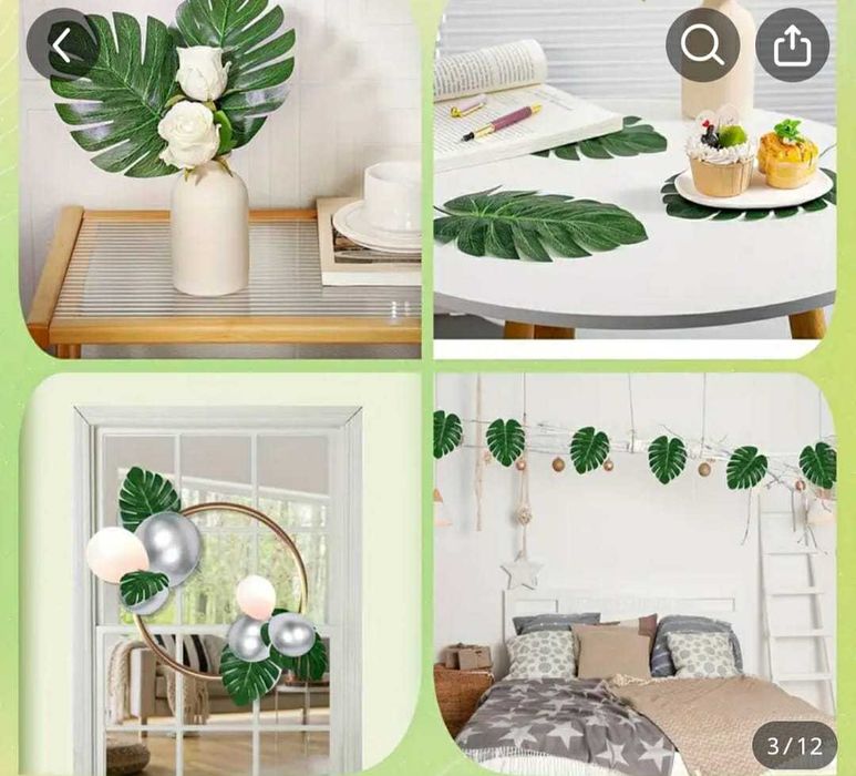 Декоративные интерьерные зеленые листья