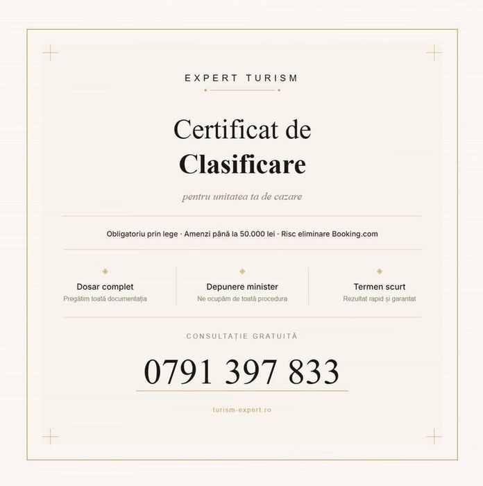 Obtinere Certificat de Clasificare | Oferta Speciala 50% Reducere