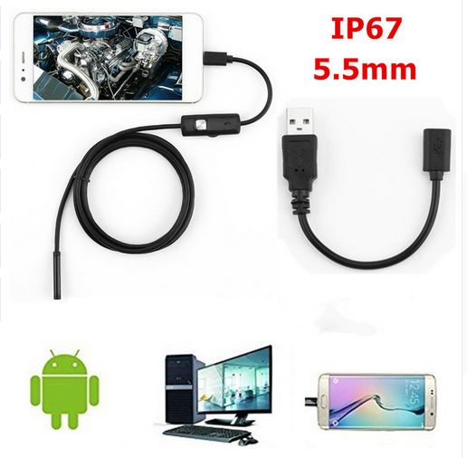 Ендоскоп , водоустоичив 5.5mm 480p + 100 см. кабел